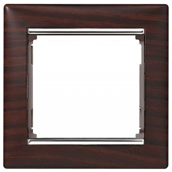 Рамка Legrand Valena 1 пост темное дерево/серебряный штрих