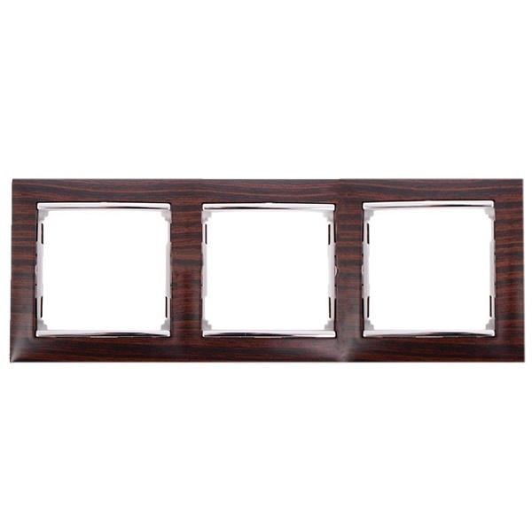 Рамка Legrand Valena 3 поста темное дерево/серебряный штрих