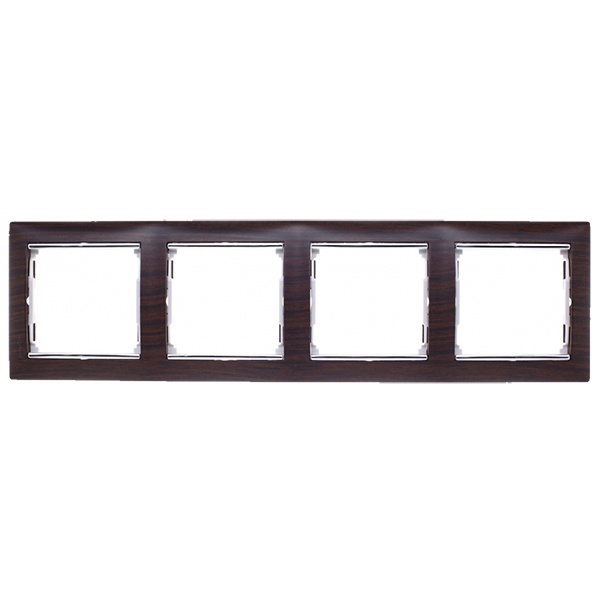 Рамка Legrand Valena 4 поста темное дерево/серебряный штрих