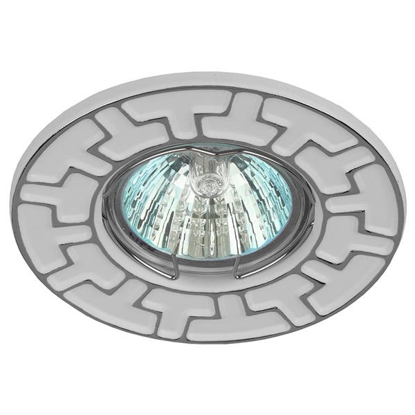 Светильник встраиваемый ЭРА ST5 CH/WH штампованный MR16,12V/220V, 50W белый/хром (5056183726478)