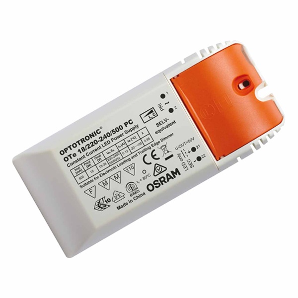 LED драйвер Osram OTE 18W 220…240/18-36V 500мА PC отсечка зад/передн фронт 95x53x30mm