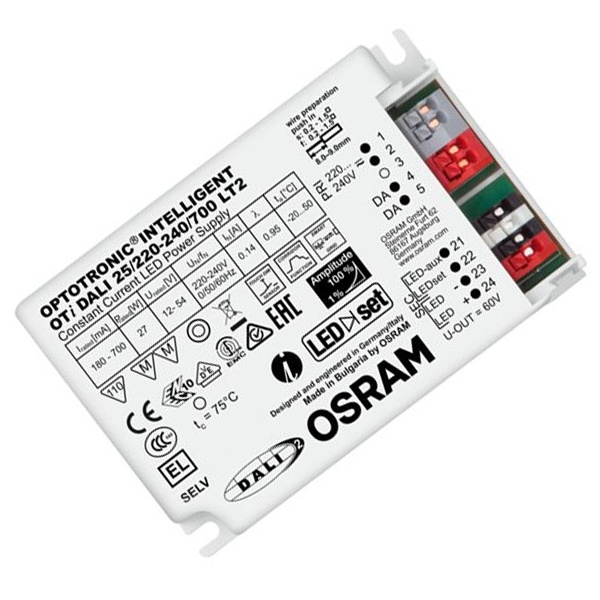 LED драйвер Osram OTI DALI 25/700 LT2 27W 12-54V 180-700мА 103x67x30mm