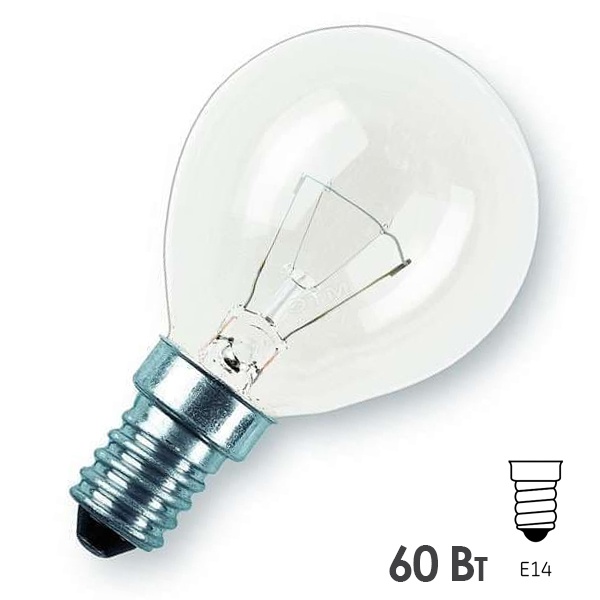 Лампа накаливания шарик Philips Standart P45 CL 60W 230V E14