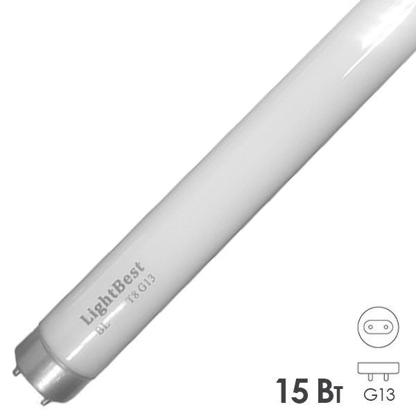 Лампа в ловушки для насекомых в пленке LightBest BL 15W T8 G13 368nm L437mm сушка гель-лака-полимер