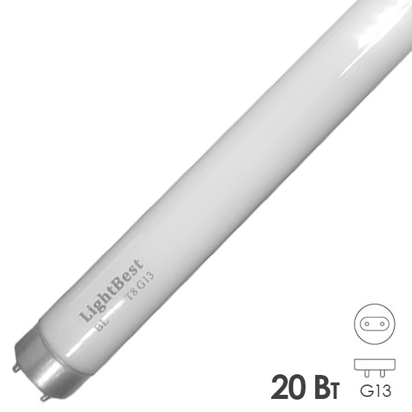 Лампа в ловушки для насекомых в пленке LightBest BL 20W T8 G13 368nm L579mm сушка гель-лака-полимер