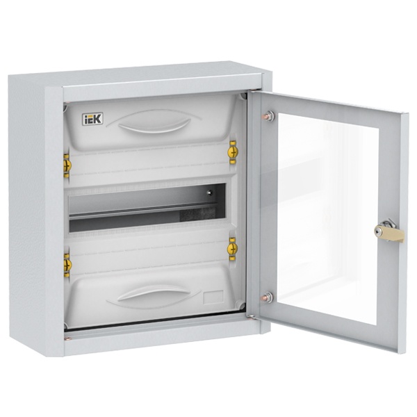 Корпус металлический навесной ИЭК TITAN 5 ЩРн-12 12 модулей прозрачная дверь IP31 УХЛ3 серый