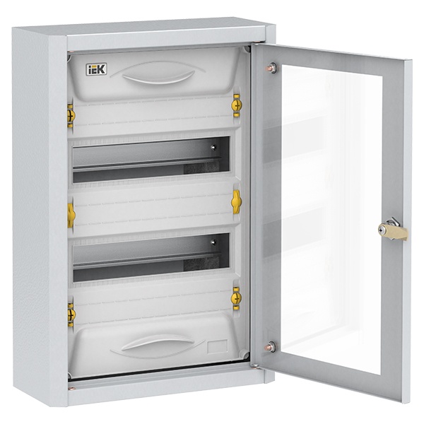 Корпус металлический навесной ИЭК TITAN 5 ЩРн-24 24(2х12) модуля прозрачная дверь IP31 УХЛ3 серый