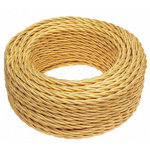 Ретро провод Bironi витой 3х1,5 песочное золото плетеный [бухта 5м]