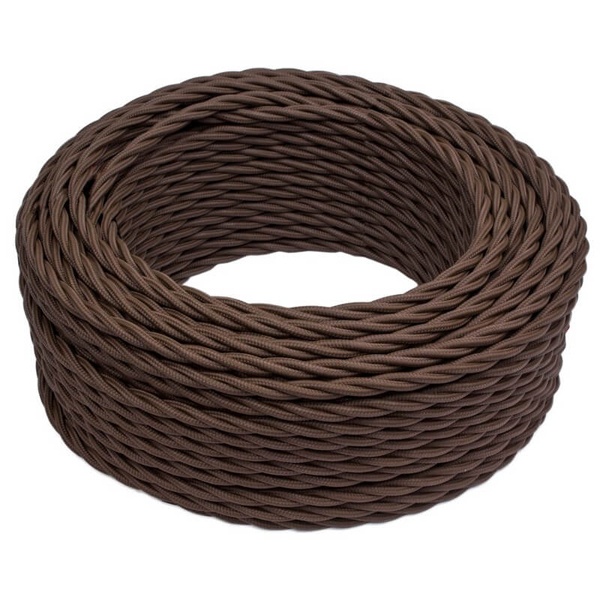 Ретро провод Bironi витой 3х2,5 коричневый плетеный [бухта 15м]