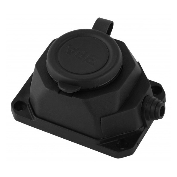 Розетка каучуковая настенная с крышкой ЭРА K1e(B) 2P+E 16А IP44 черная