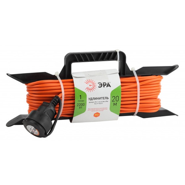 Удлинитель силовой на рамке ЭРА UFx-1-2x1.0-20m-IP44 б/з 1 гн 20м ПВС 2х1