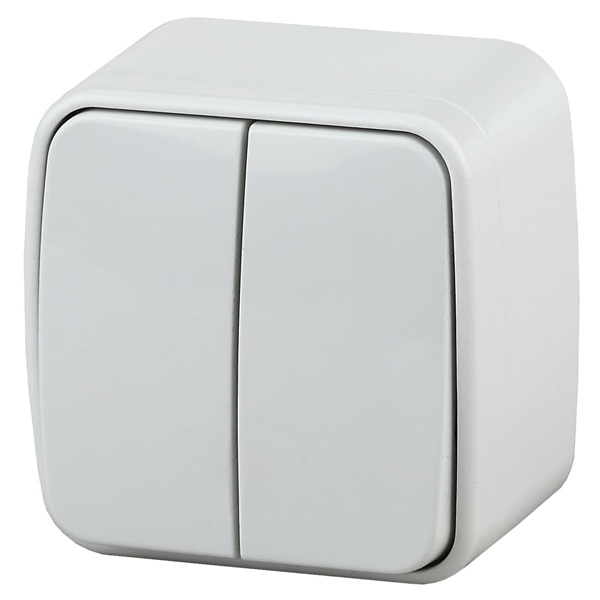 Накладной выключатель двойной Intro 10А-250В IP20 Polo, белый 3-104-01 (5056183753726)