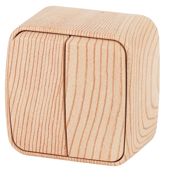 Накладной выключатель двойной Intro 10А-250В IP20 Polo, сосна 3-104-11 (5056183753757)