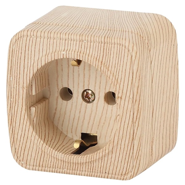 Накладная розетка Intro 2P+E Schuko 16А-250В IP20 Polo, сосна 3-202-11 (5056183753870)