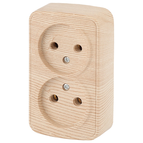 Накладная розетка Intro 2x2P 16А-250В IP20 Polo, сосна 3-203-11 (5056183753917)