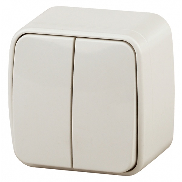 Накладной выключатель двойной Intro 10А-250В IP20 Polo, слоновая кость 3-104-02 (5056183753733) (бежевый)