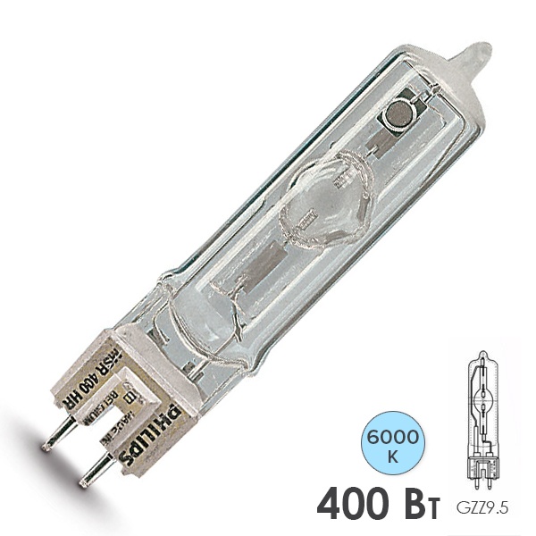 Лампа Philips MSR 400W HR GZZ9.5 6000K (Sylvania BA 400 SE HR; Osram HMI 400W/SE; GE CSR 400/SE/HR)
