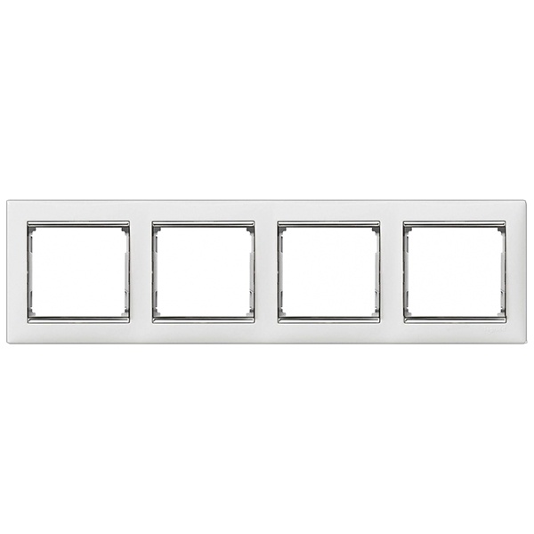 Рамка Legrand Valena 4 поста белый/серебряный штрих