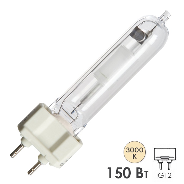 Лампа металлогалогенная Tungsram CMH 150W/830 3000K T UVC U G12 (МГЛ)