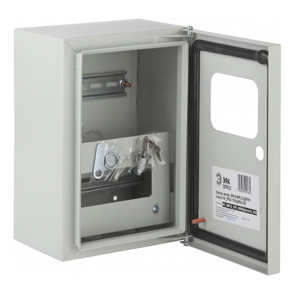 Щит металлический навесной ЭРА SIMPLE ЩУРнг (окно)-06 2 DIN на 9 модулей (190х285х145) IP54