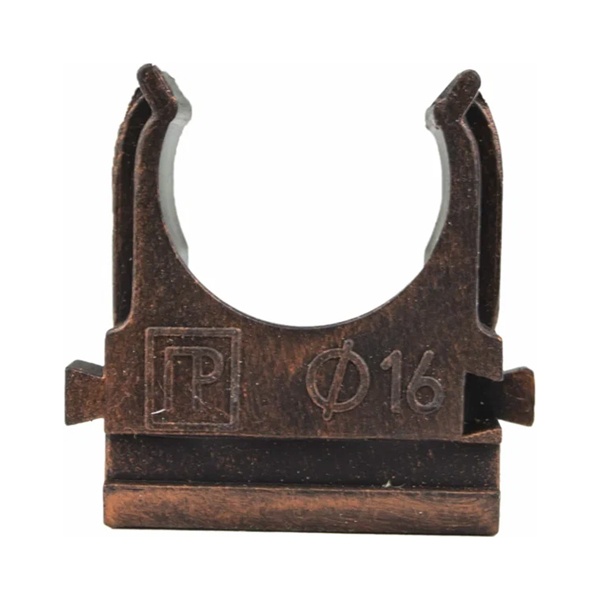 Крепеж-клипса Bironi для трубы декоративной ПВХ диаметр 16 мм медный век [упак. 10шт]