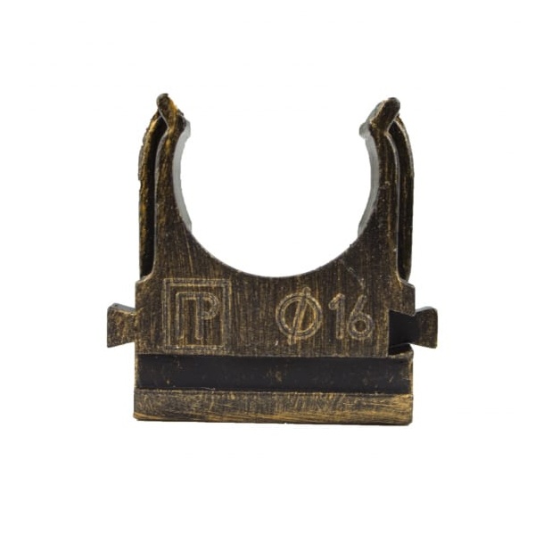 Крепеж-клипса Bironi для трубы декоративной ПВХ диаметр 16 мм бронза [упак. 10шт]