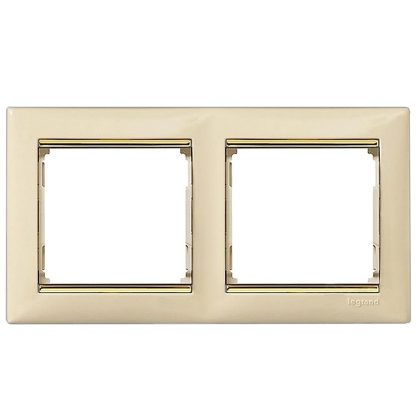 Рамка Legrand Valena 2 поста слоновая кость/золотой штрих