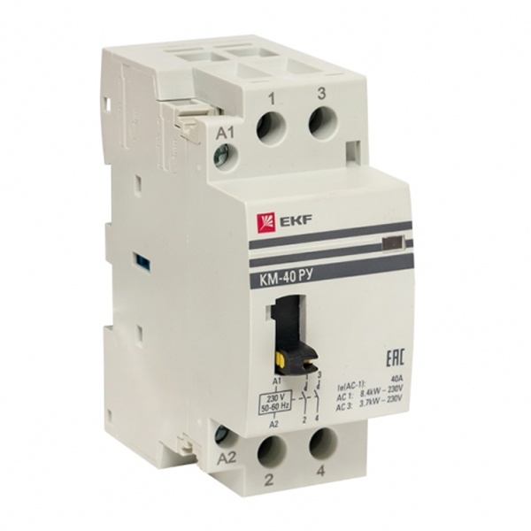 Контактор модульный EKF КМ РУ 63А 2NO 230В AC 2 модуля с ручным управлением