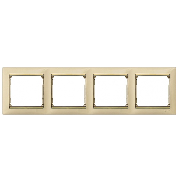 Рамка Legrand Valena 4 поста слоновая кость/золотой штрих