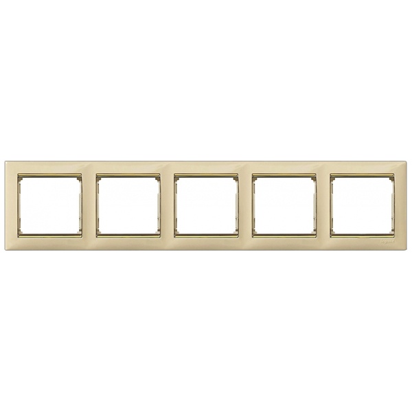 Рамка Legrand Valena 5 постов слоновая кость/золотой штрих