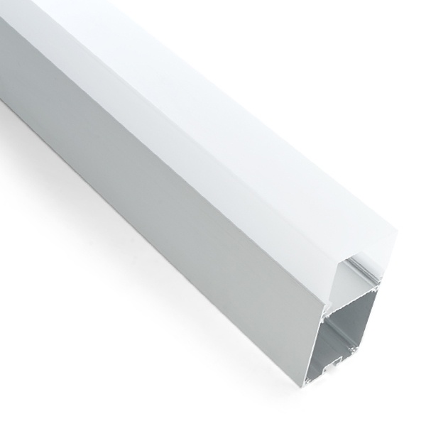 Профиль накладной алюминиевый, серебро CAB266 комплект: матовый экран, 2 заглушки, крепеж