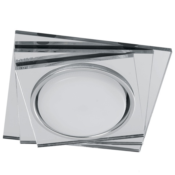 Светильник встраиваемый с белой LED подсветкой Feron CD5024 без лампы GX53 прозрачный хром квадрат