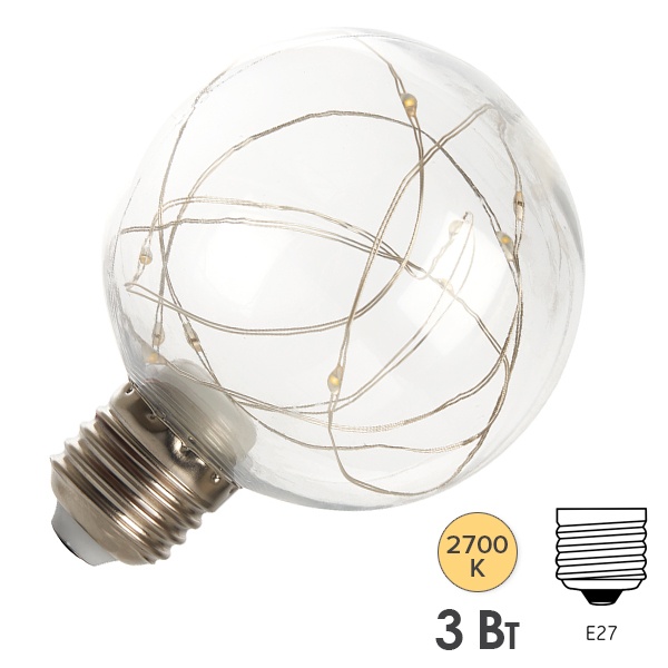 Лампа светодиодная Feron LB-381 шар G80 3W 2700K 230V E27