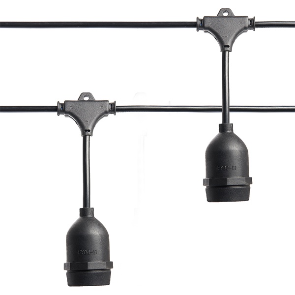 Гирлянда Feron CL50-13-1 Евро белт-лайт на подвесах E27х20 шаг 50cm 230V черный IP65 13м+3м