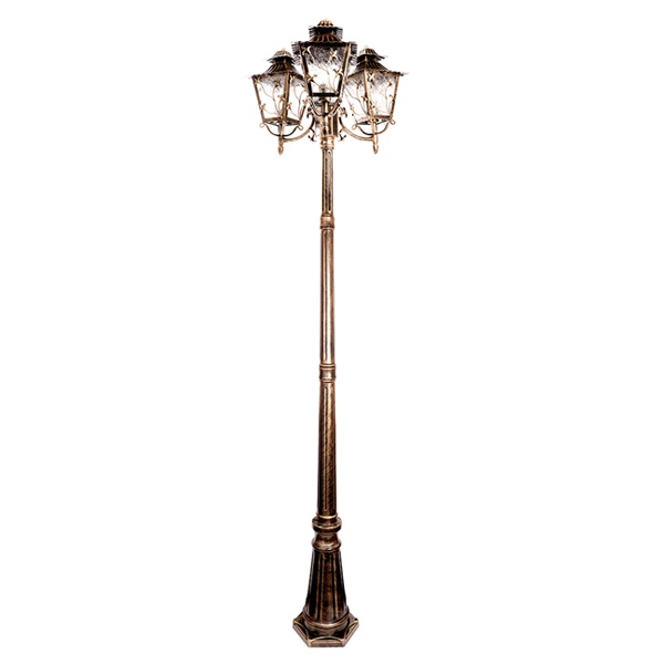 Светильник садово-парковый Палермо Feron PL638 60W E27 230V IP44 черное золото 4-х гранник столб