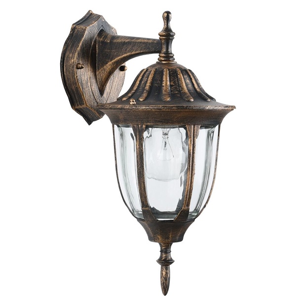 Светильник садово-парковый Белладжо Feron PL6302 60W E27 230V IP44 черное золото на стену вниз