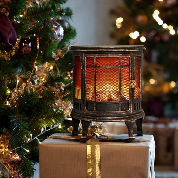 Светодиодный камин Винтаж мини с эффектом живого огня 24.8х12.7х30см, питание от батарейки 3хС/USB