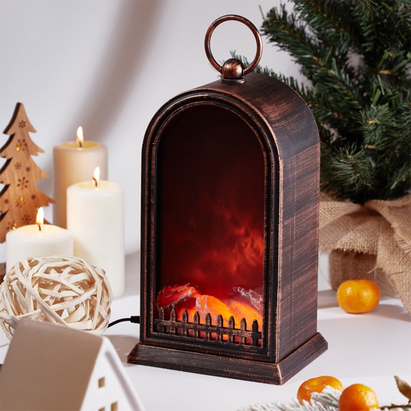 Светодиодный камин Фьюжн с эффектом живого огня 14,7х11,7х25см, питание от батарейки 2хС/USB