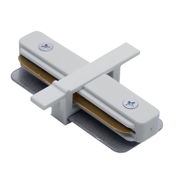 Коннектор прямой для встраиваемого шинопровода Feron, белый, LD1004