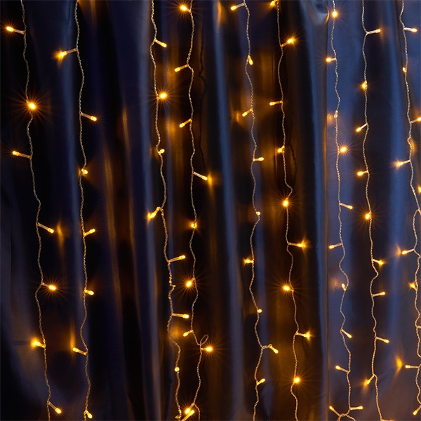 Светодиодная гирлянда Feron CL20 занавес 2х2м + 3м 240LED 230V желтый c питанием от сети IP44