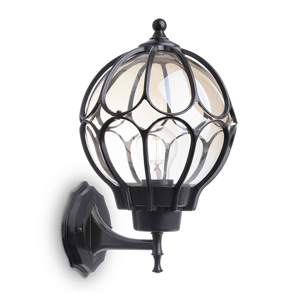 Светильник садово-парковый Feron PL3801 серии Версаль круглый на стену вверх 60W 230V E27 черный