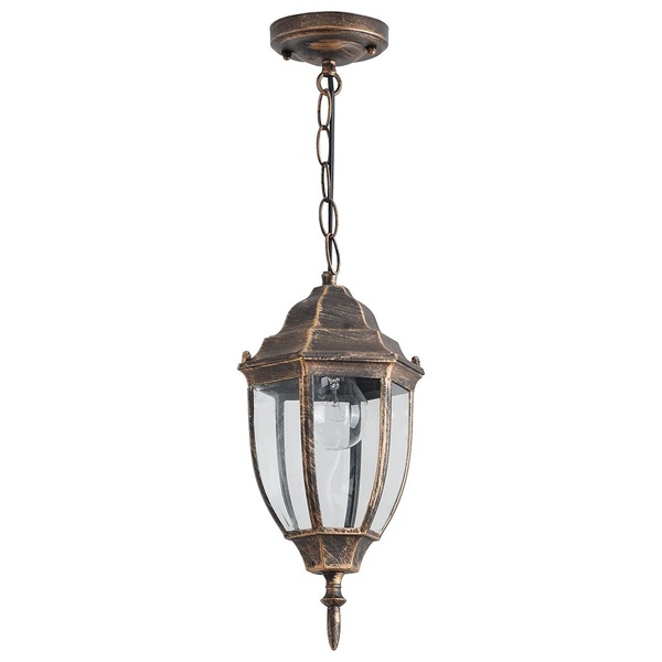 Светильник садово-парковый Feron PL6005 шестигранный Марсель на цепочке 60W E27 230V черное золото