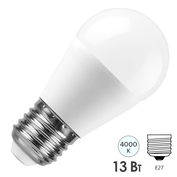 Лампа светодиодная шарик Feron LB-950 G45 13W 4000K 220V E27 холодный свет