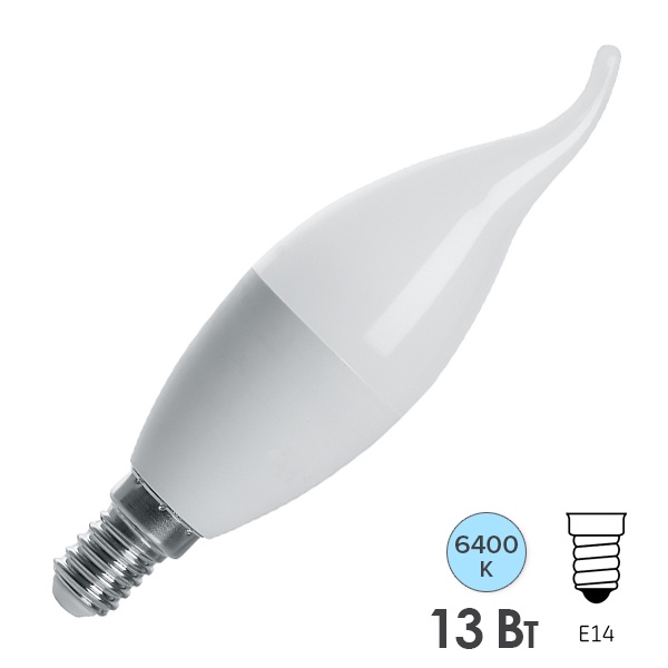Лампа светодиодная свеча на ветру Feron LB-970 C37 13W 6400K 230V E14