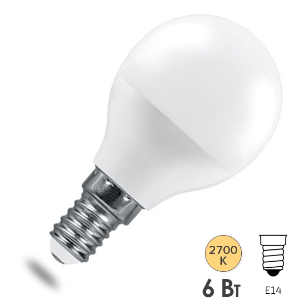 Лампа светодиодная шарик Feron PRO LB-1406 6W 2700K 220V E14 используется Osram LED теплый свет