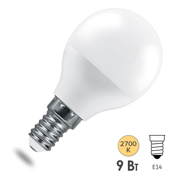 Лампа светодиодная шарик Feron PRO LB-1409 9W 2700K 220V E14 используется Osram LED теплый свет