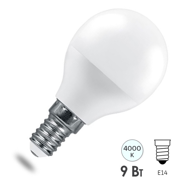 Лампа светодиодная шарик Feron PRO LB-1409 9W 4000K 220V E14 используется Osram LED холодный свет