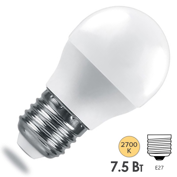 Лампа светодиодная шарик PRO LB-1407 G45 7.5W 2700K 220V E27 используется Osram LED теплый свет