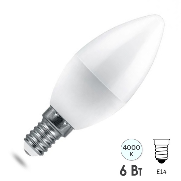 Лампа светодиодная свеча Feron PRO LB-1306 6W 4000K 220V E14 используется OSRAM LED холодный свет