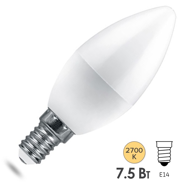 Лампа светодиодная свеча Feron PRO LB-1307 7.5W 2700K 220V E14 используется OSRAM LED теплый свет